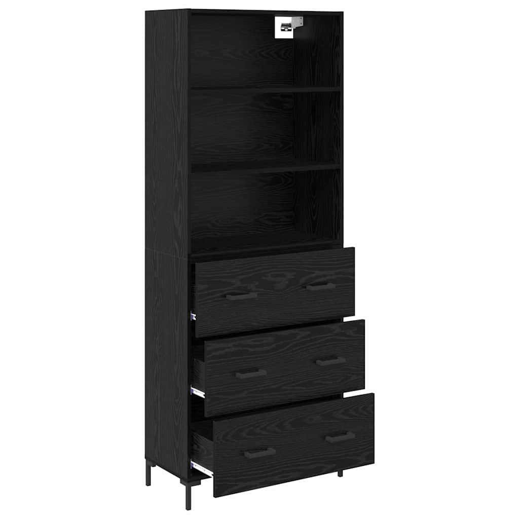 Highboard Schwarz Eichen-Optik 69,5 x 34 x 180 cm Holzwerkstoff