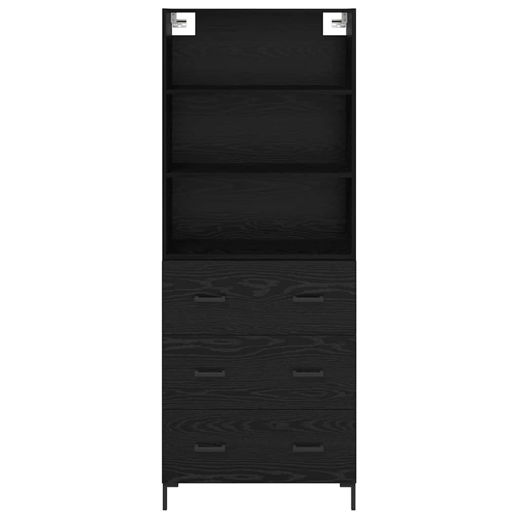 Highboard Schwarz Eichen-Optik 69,5 x 34 x 180 cm Holzwerkstoff