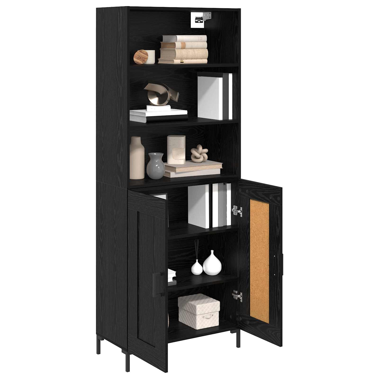 Highboard Schwarz Eichen-Optik 69,5 x 34 x 180 cm Holzwerkstoff