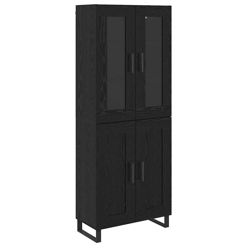 Highboard 2 pcs Schwarz Eichen-Optik Engineered Wood und Glas