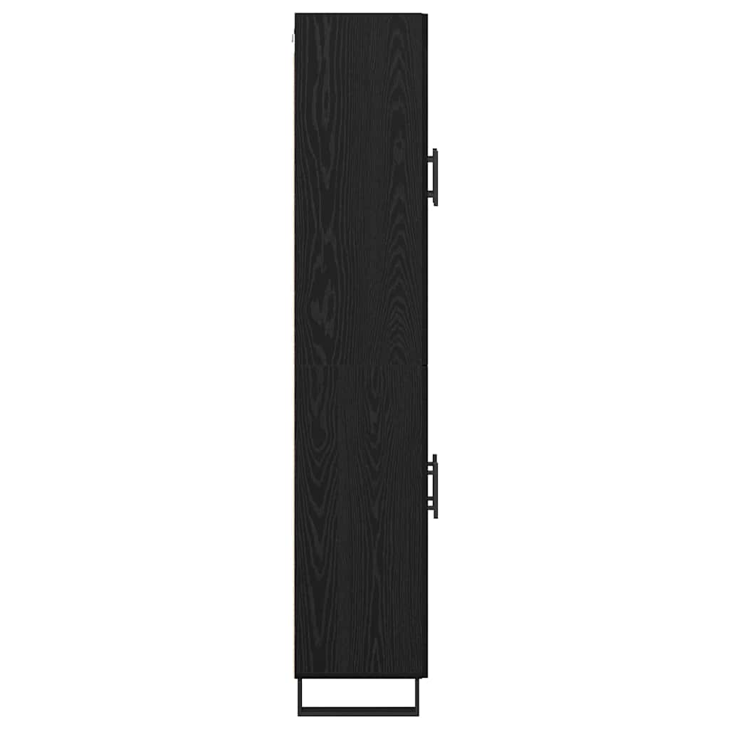 Highboard 2 pcs Schwarz Eichen-Optik Engineered Wood und Glas