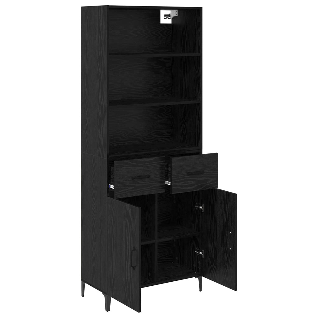 Highboard Schwarz Eichen-Optik 69,5 x 34 x 180 cm Holzwerkstoff
