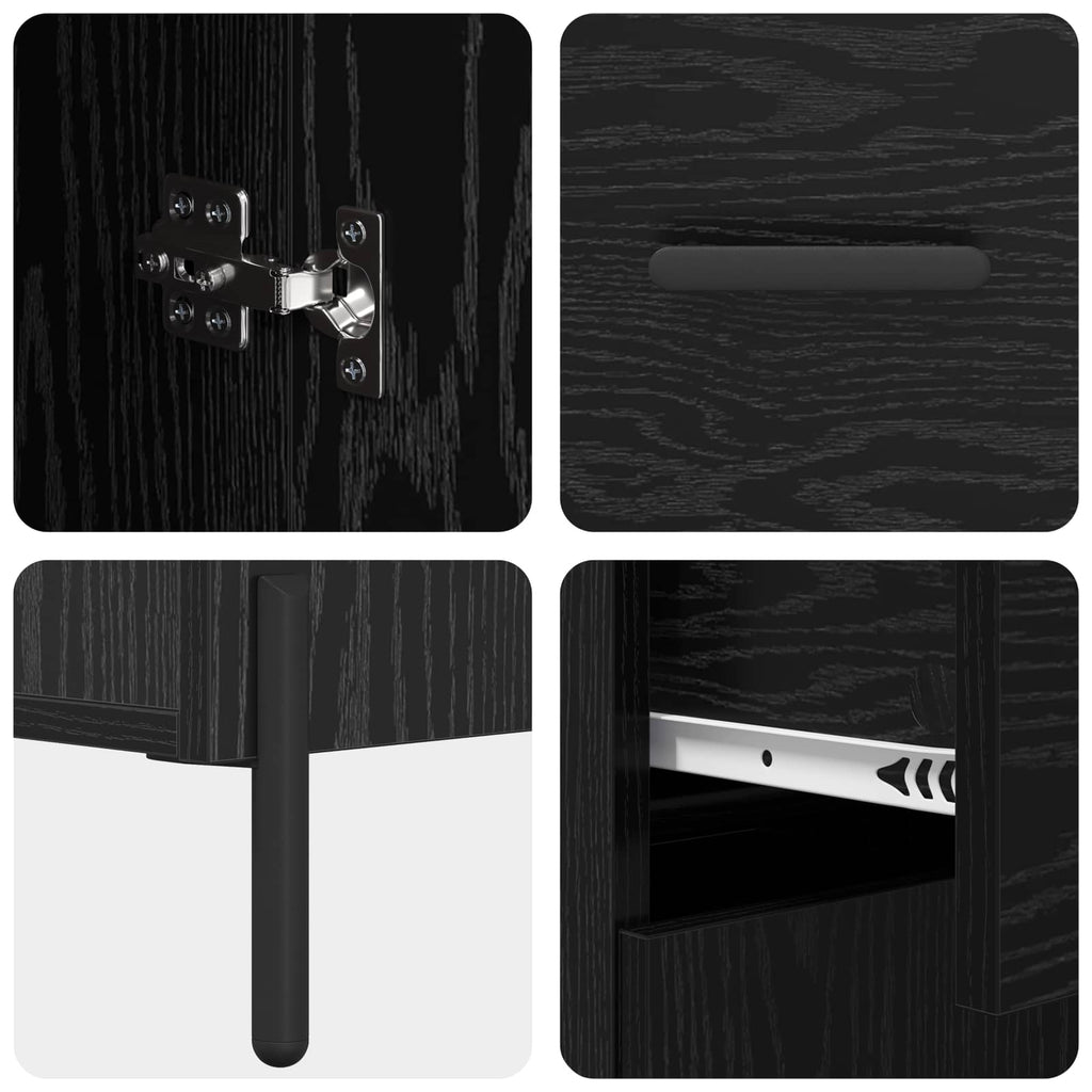 Highboard Schwarz Eichen-Optik 69,5 x 34 x 180 cm Holzwerkstoff