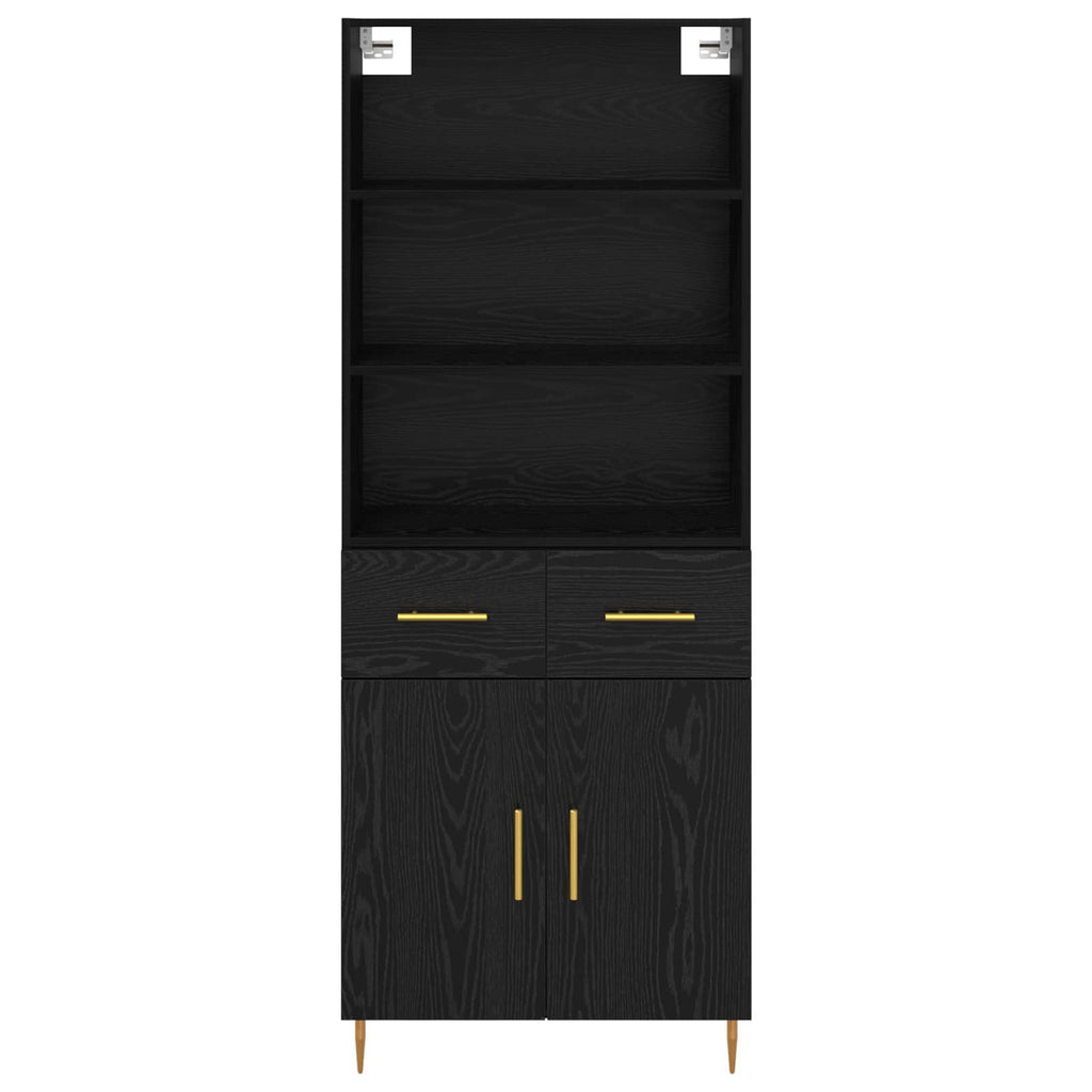 Highboard Schwarz Eichen-Optik 69,5 x 34 x 180 cm Holzwerkstoff