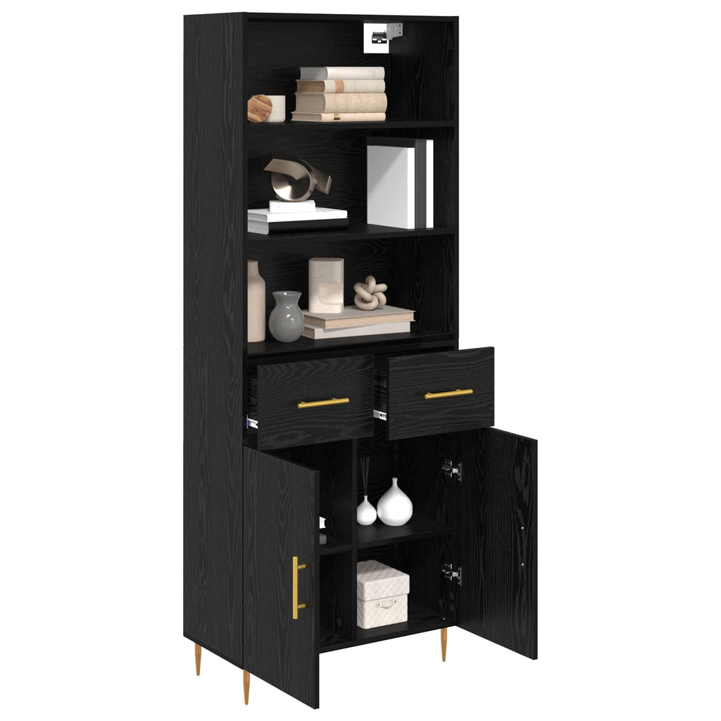Highboard Schwarz Eichen-Optik 69,5 x 34 x 180 cm Holzwerkstoff