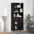 Highboard Schwarz Eichen-Optik 69,5 x 34 x 180 cm Holzwerkstoff