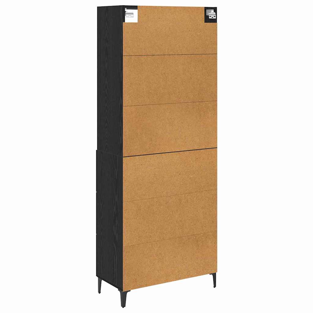 Highboard Schwarz Eichen-Optik 69,5 x 34 x 180 cm Holzwerkstoff