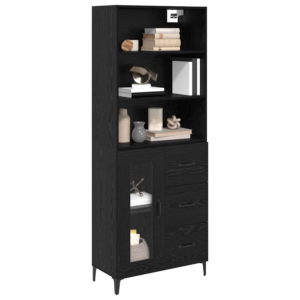 Highboard Schwarz Eichen-Optik 69,5 x 34 x 180 cm Holzwerkstoff