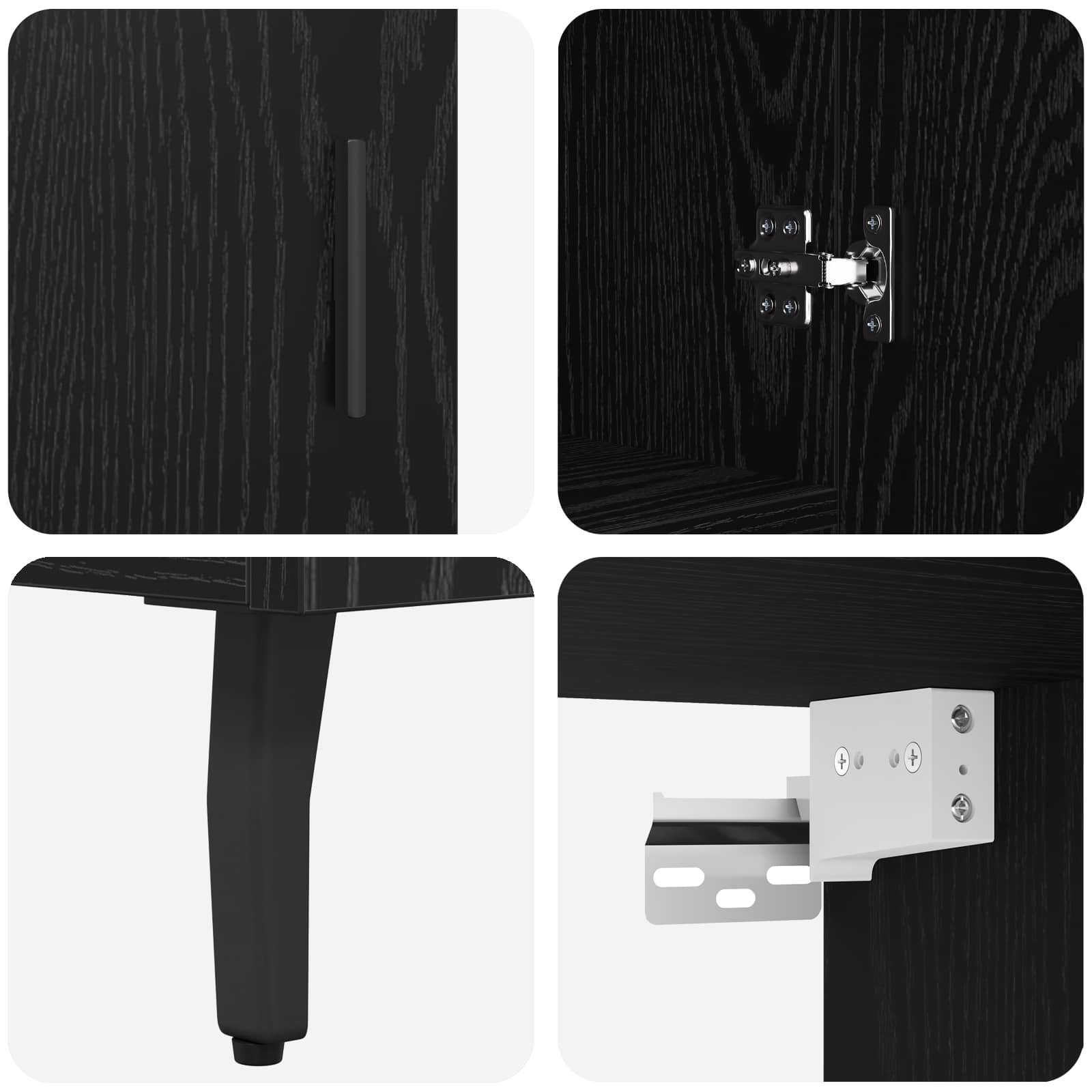Highboard 2 pcs Schwarz Eichen-Optik Engineered Wood und Glas