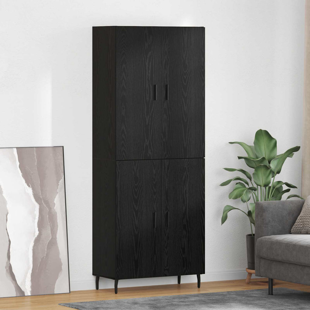 Highboard 2 pcs Schwarz Eichen-Optik Engineered Wood und Glas
