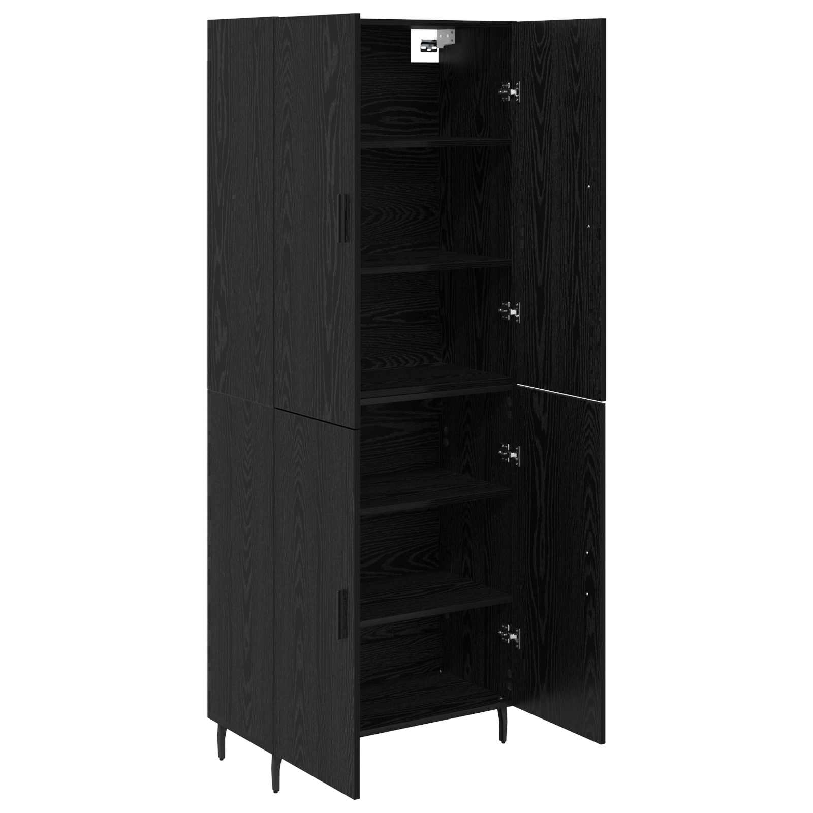 Highboard 2 pcs Schwarz Eichen-Optik Engineered Wood und Glas
