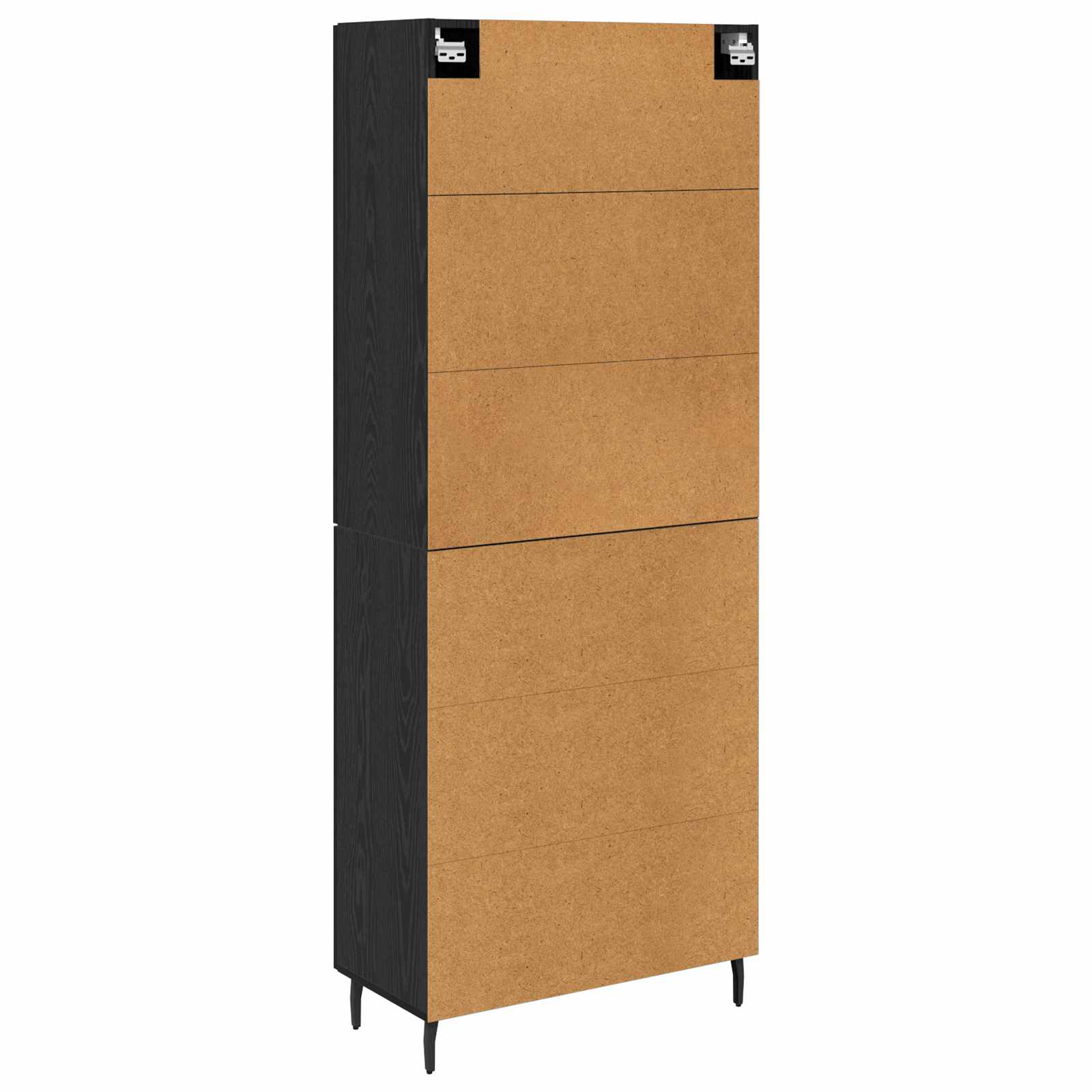 Highboard 2 pcs Schwarz Eichen-Optik Engineered Wood und Glas
