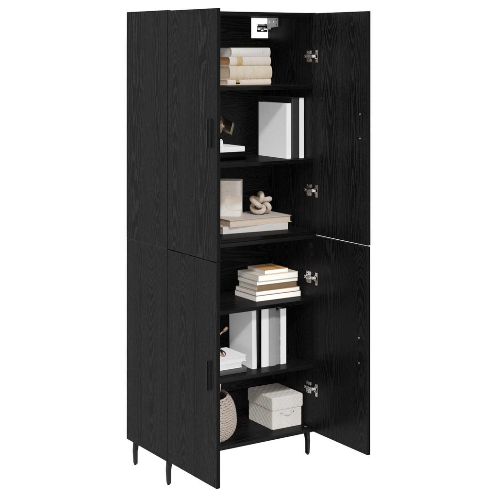 Highboard 2 pcs Schwarz Eichen-Optik Engineered Wood und Glas