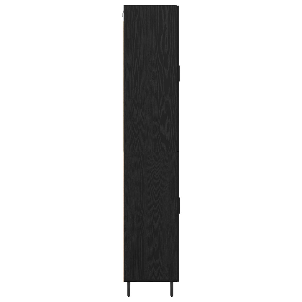 Highboard 2 pcs Schwarz Eichen-Optik Engineered Wood und Glas