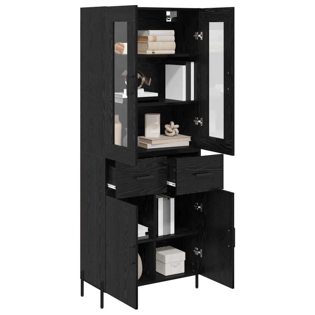 Highboard Schwarz Eichen-Optik 69,5 x 34 x 180 cm Holzwerkstoff