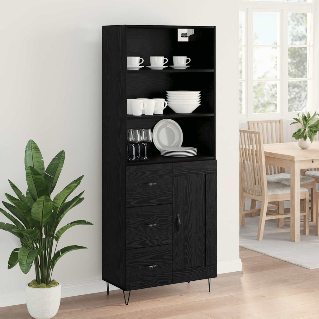 Highboard 2 pcs Schwarz Eichen-Optik Holzwerkstoff