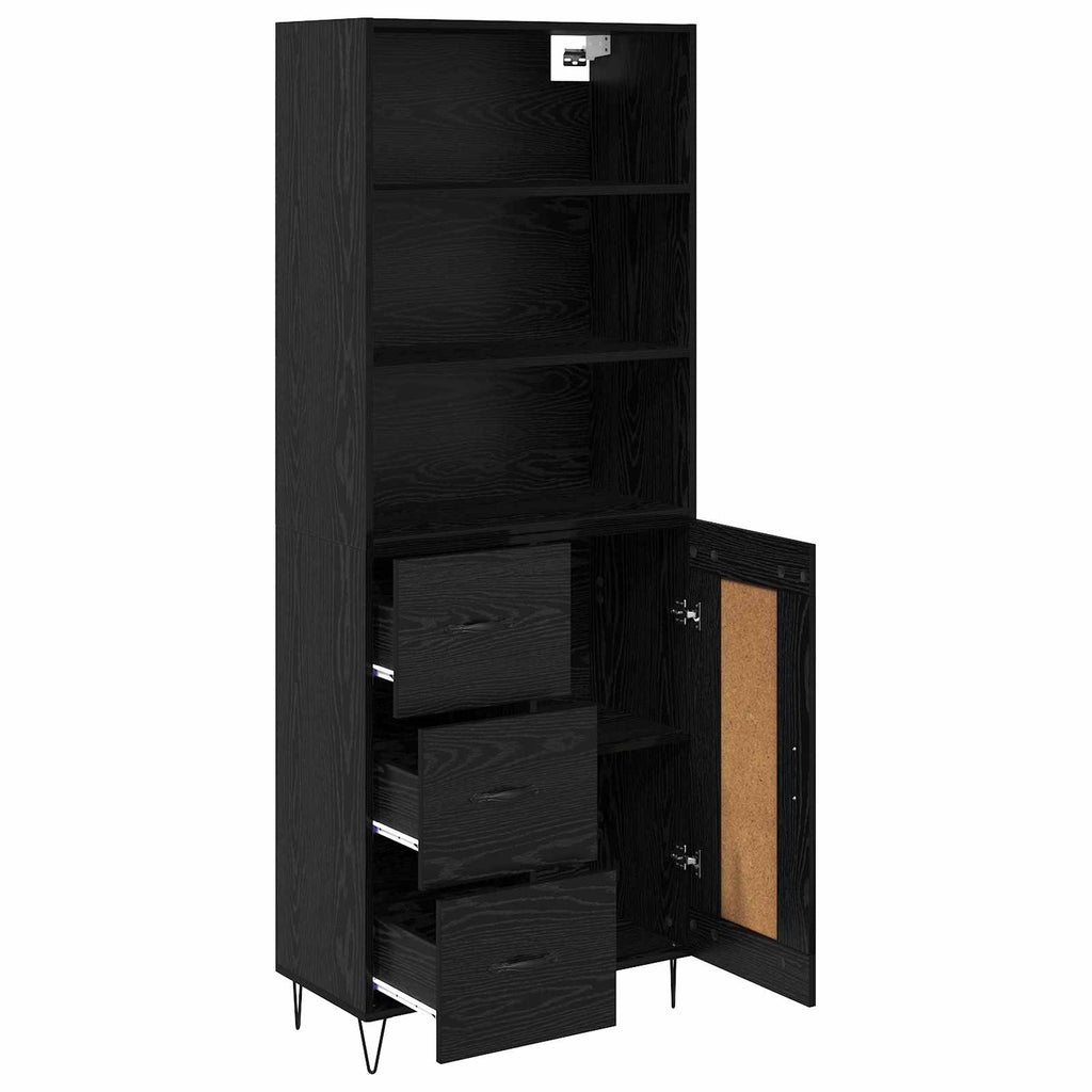 Highboard 2 pcs Schwarz Eichen-Optik Holzwerkstoff