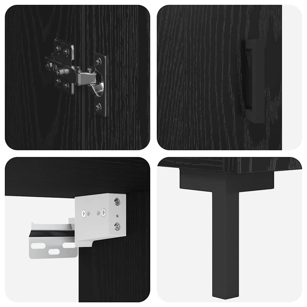Highboard 2 pcs Schwarz Eichen-Optik Holzwerkstoff