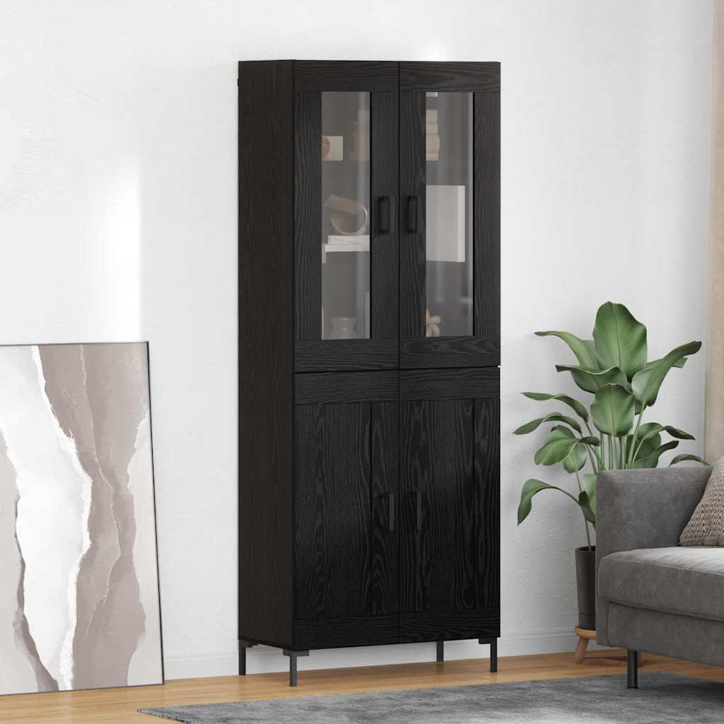 Highboard 2 pcs Schwarz Eichen-Optik Holzwerkstoff