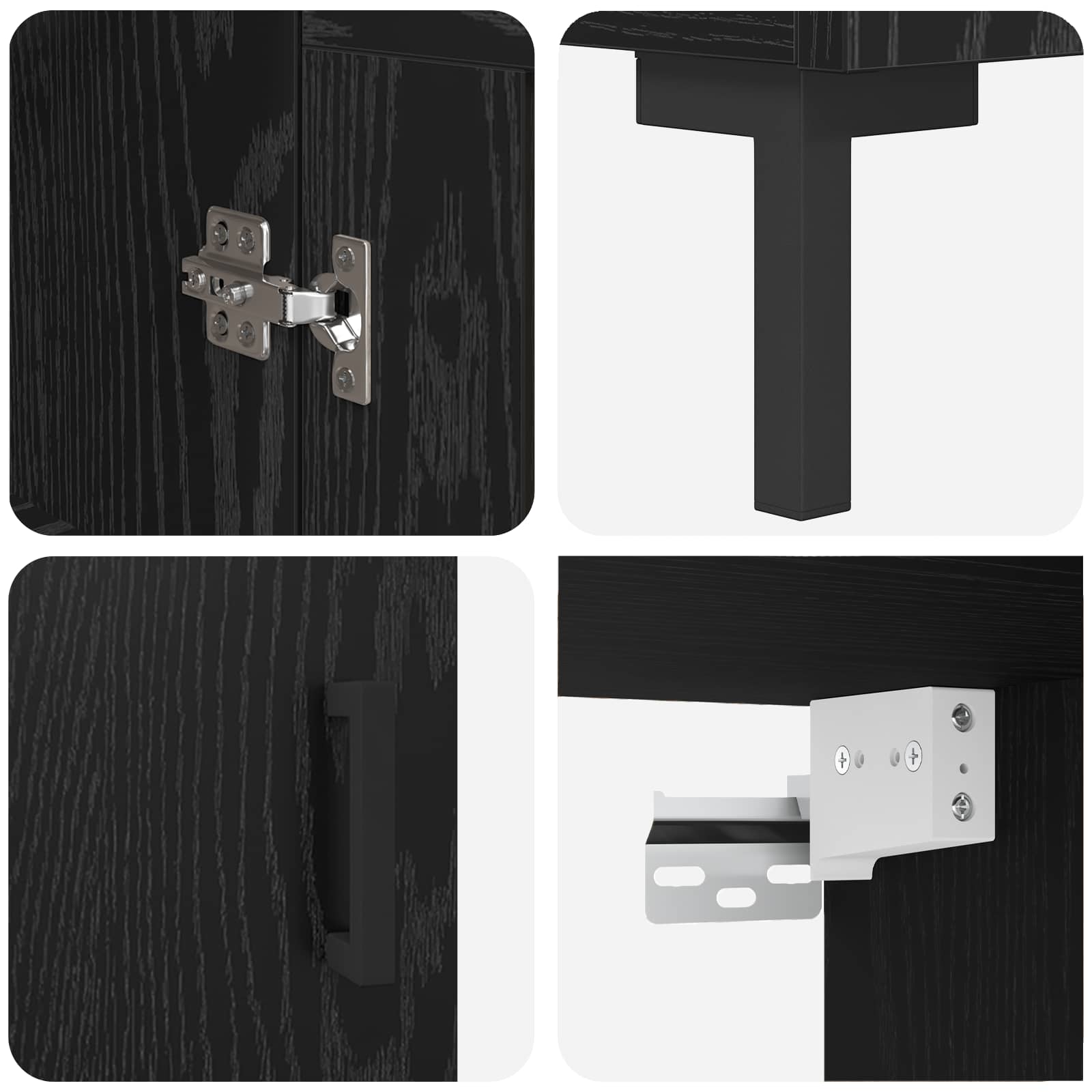 Highboard 2 pcs Schwarz Eichen-Optik Holzwerkstoff