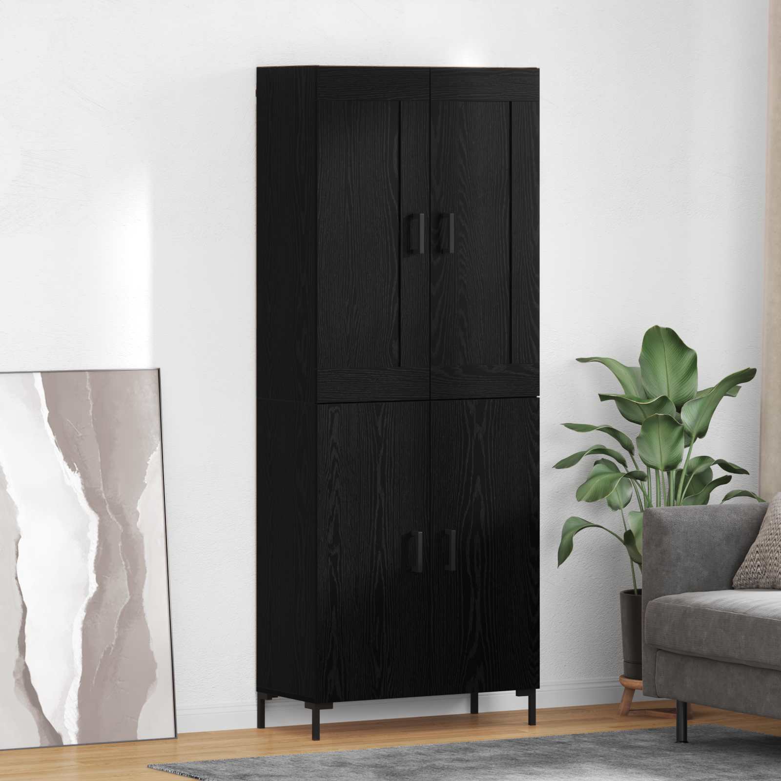 Highboard 2 pcs Schwarz Eichen-Optik Holzwerkstoff