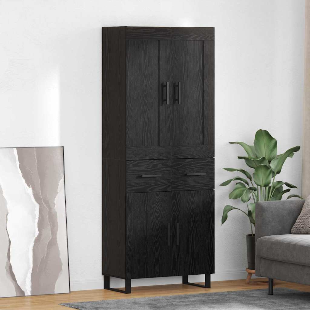 Highboard Schwarz Eichen-Optik 69,5 x 34 x 180 cm Holzwerkstoff