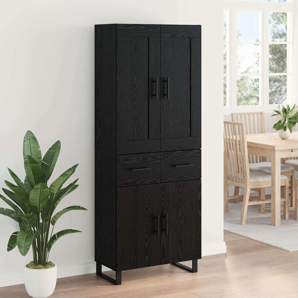 Highboard Schwarz Eichen-Optik 69,5 x 34 x 180 cm Holzwerkstoff