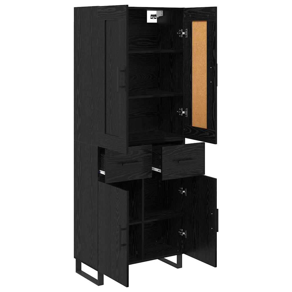 Highboard Schwarz Eichen-Optik 69,5 x 34 x 180 cm Holzwerkstoff