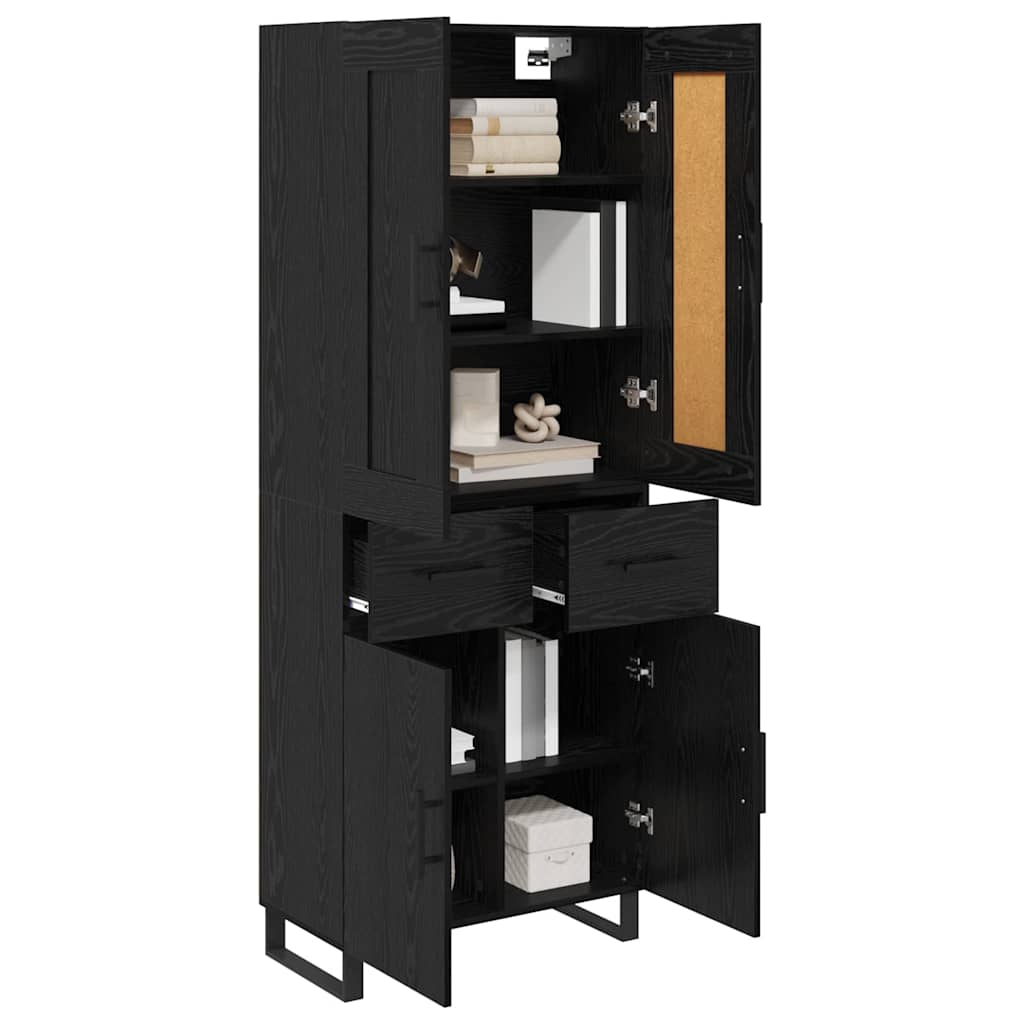 Highboard Schwarz Eichen-Optik 69,5 x 34 x 180 cm Holzwerkstoff