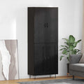 Highboard 2 Stück Schwarz Eichen-Optik Ingenieurholz und Glas