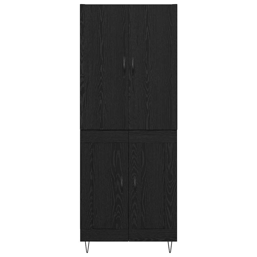 Highboard 2 Stück Schwarz Eichen-Optik Ingenieurholz und Glas
