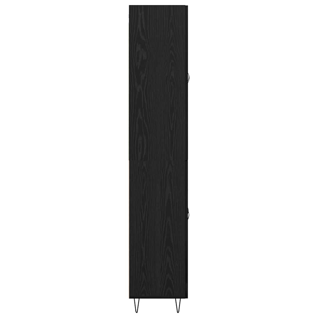 Highboard 2 Stück Schwarz Eichen-Optik Ingenieurholz und Glas