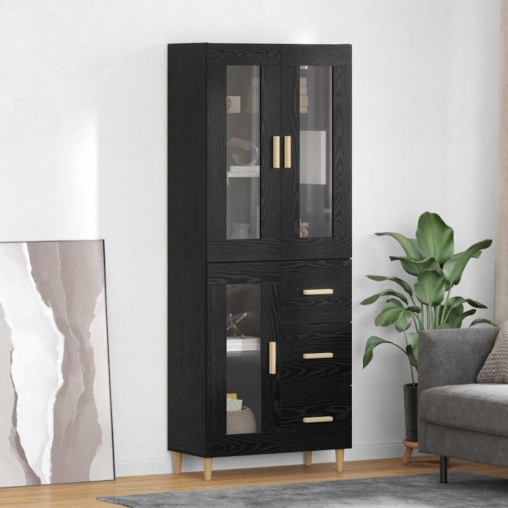 Highboard Schwarz Eichen-Optik 69,5 x 34 x 180 cm Holzwerkstoff