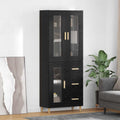 Highboard Schwarz Eichen-Optik 69,5 x 34 x 180 cm Holzwerkstoff