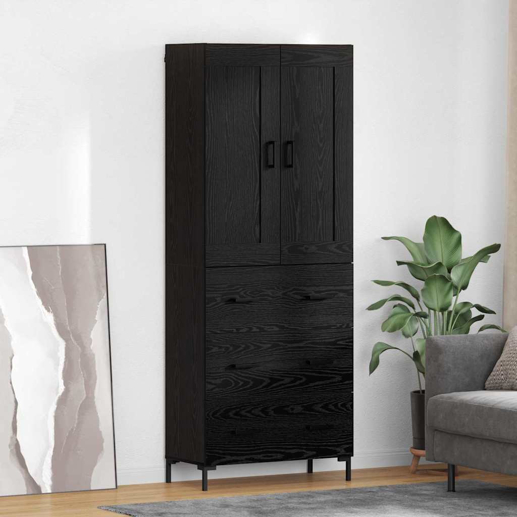 Highboard 2 pcs Schwarz Eichen-Optik Holzwerkstoff