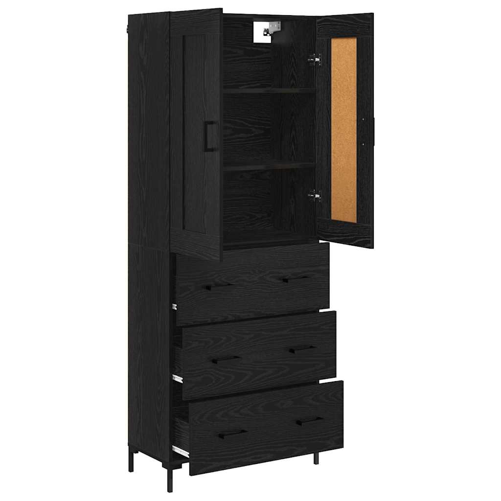 Highboard 2 pcs Schwarz Eichen-Optik Holzwerkstoff