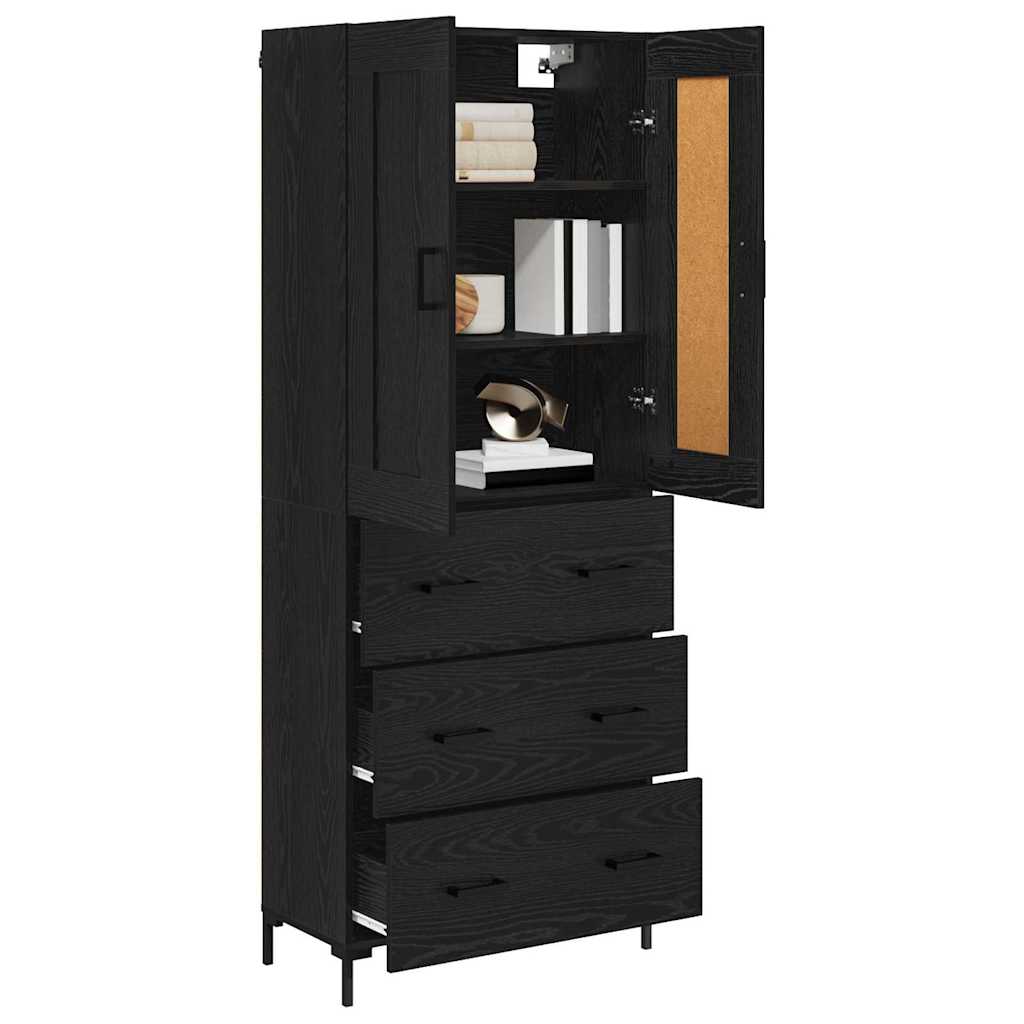 Highboard 2 pcs Schwarz Eichen-Optik Holzwerkstoff