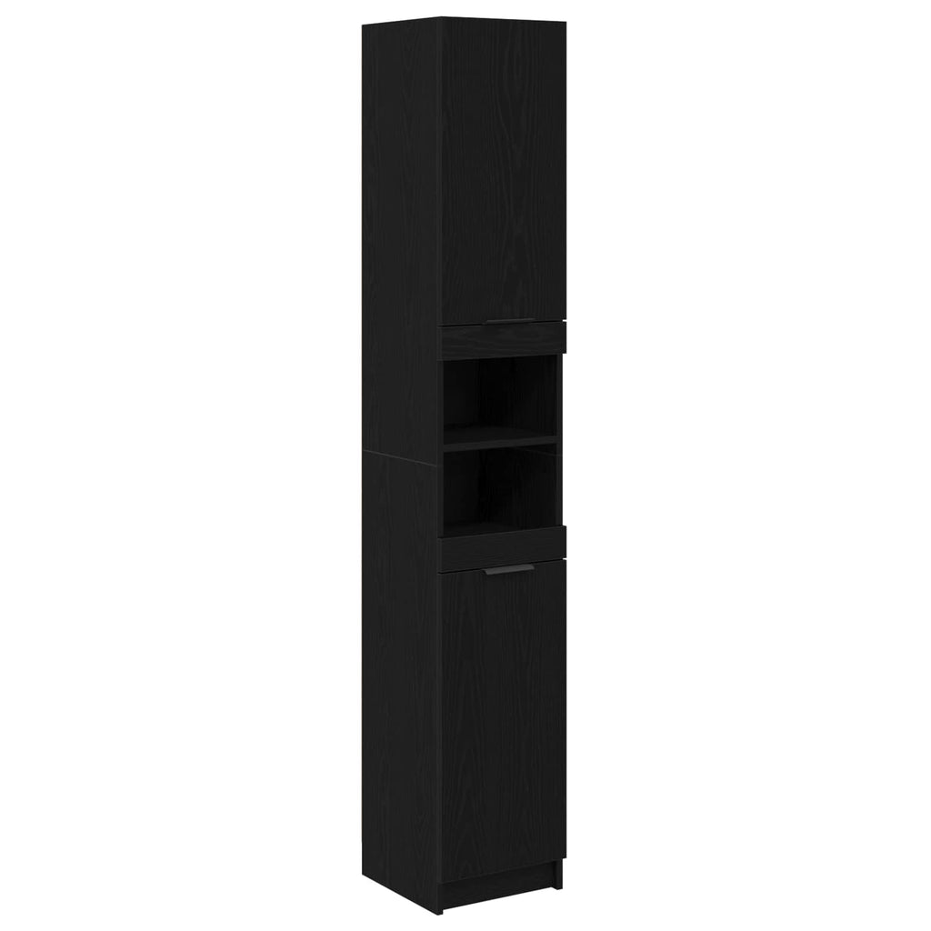 Badezimmermöbel-Set 5 pcs Schwarz Eichen-Optik Holzwerkstoff