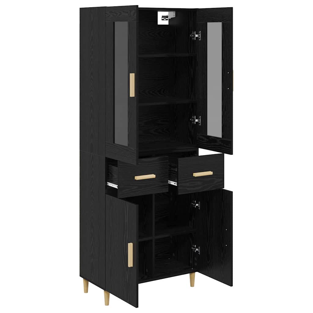 Highboard Schwarz Eichen-Optik 69,5 x 34 x 180 cm Holzwerkstoff