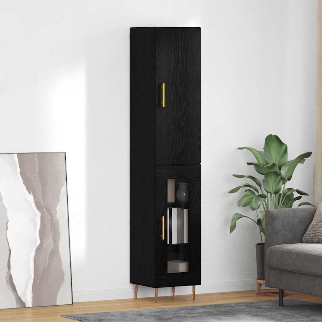 Highboard 2 pcs Schwarz Eichen-Optik Holzwerkstoff