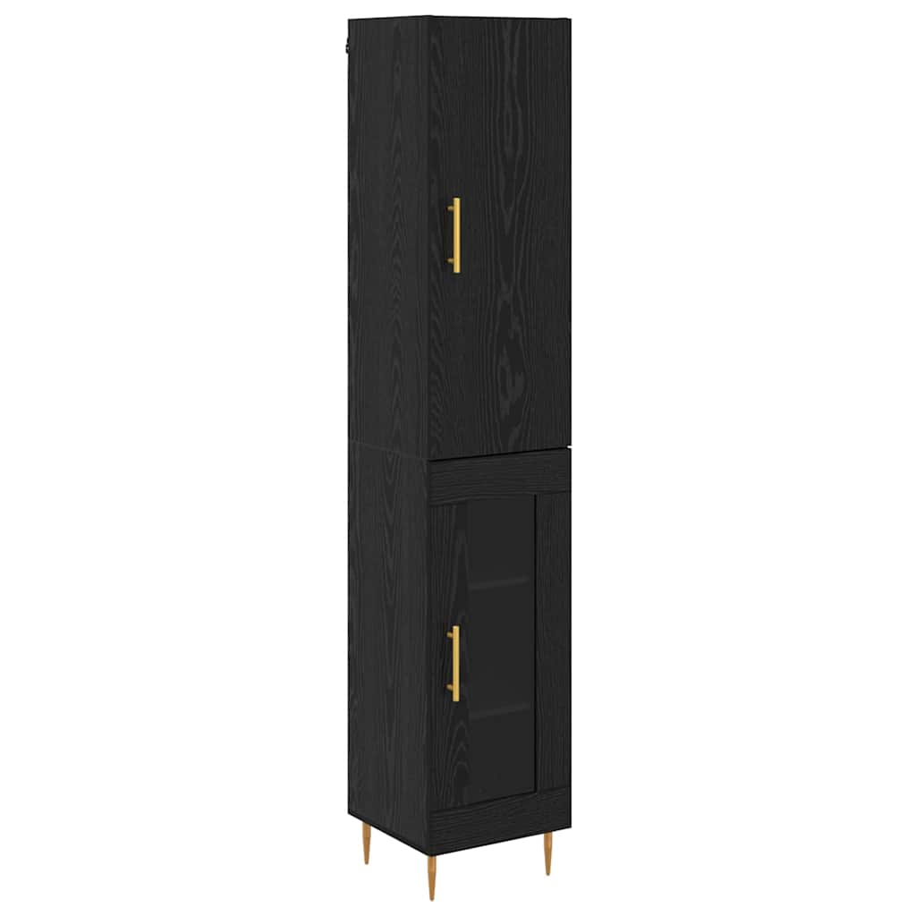 Highboard 2 pcs Schwarz Eichen-Optik Holzwerkstoff