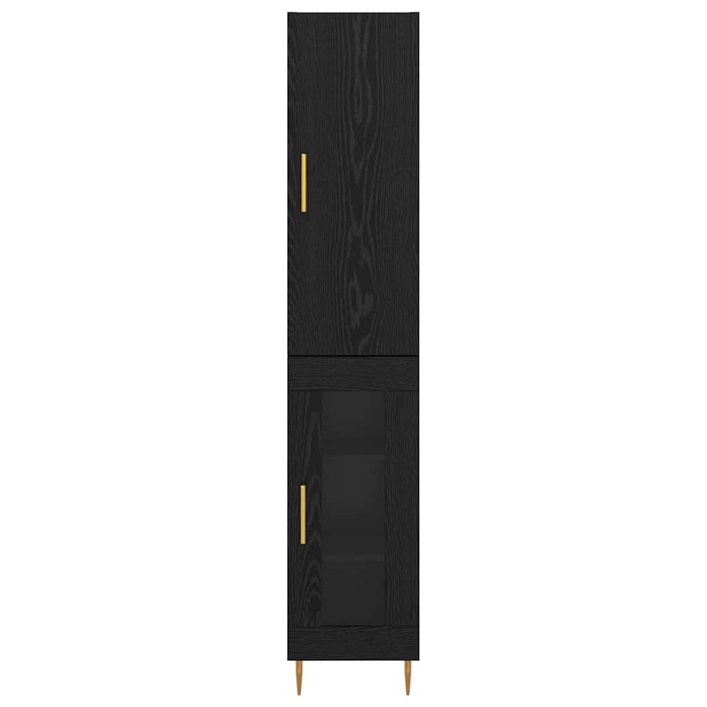 Highboard 2 pcs Schwarz Eichen-Optik Holzwerkstoff