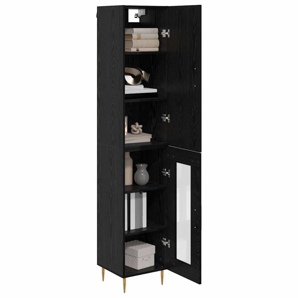 Highboard 2 pcs Schwarz Eichen-Optik Holzwerkstoff