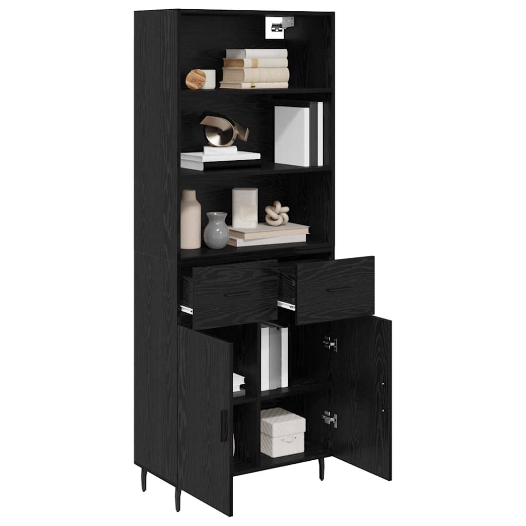Highboard Schwarz Eichen-Optik 69,5 x 34 x 180 cm