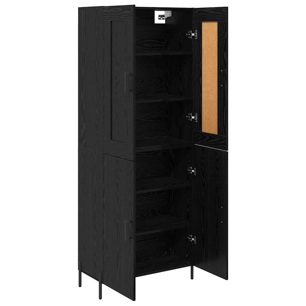 Highboard 2 Stück Schwarz Eichen-Optik Holzwerkstoff