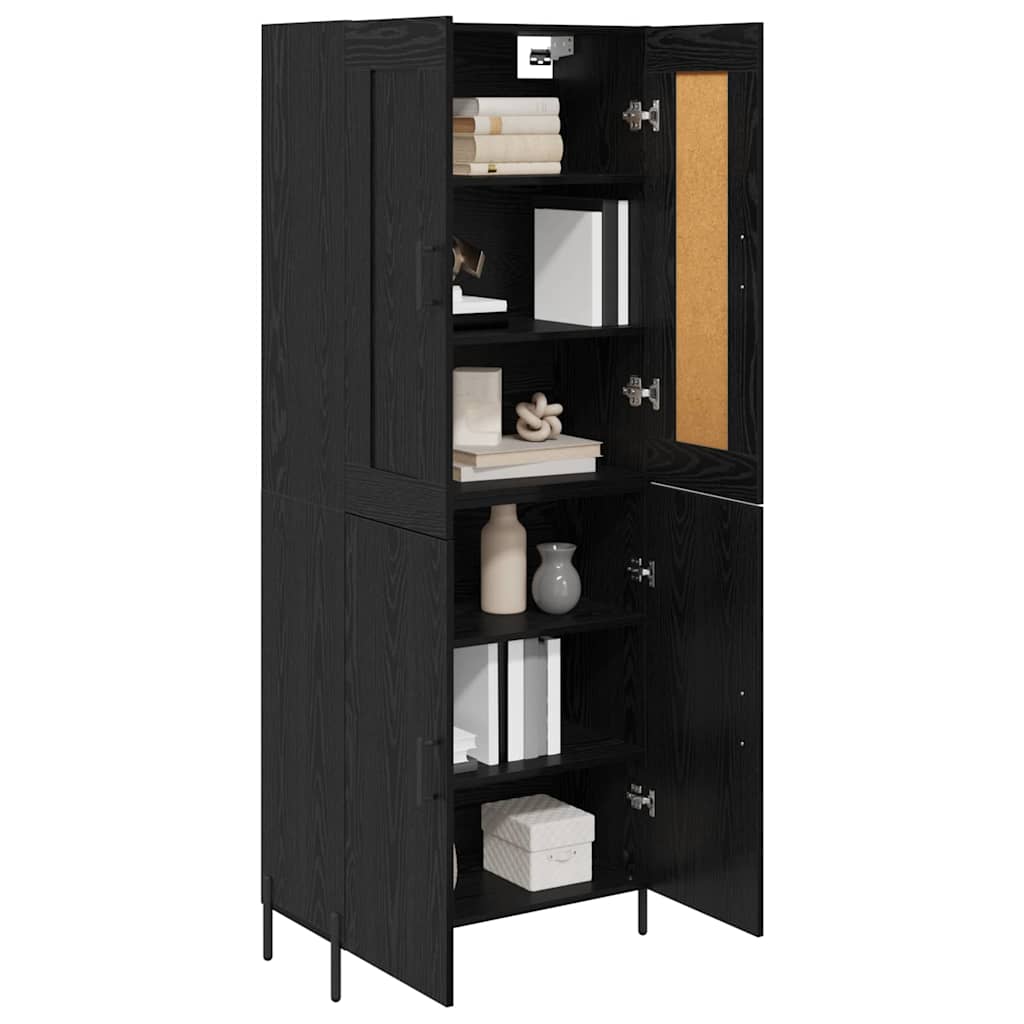 Highboard 2 Stück Schwarz Eichen-Optik Holzwerkstoff