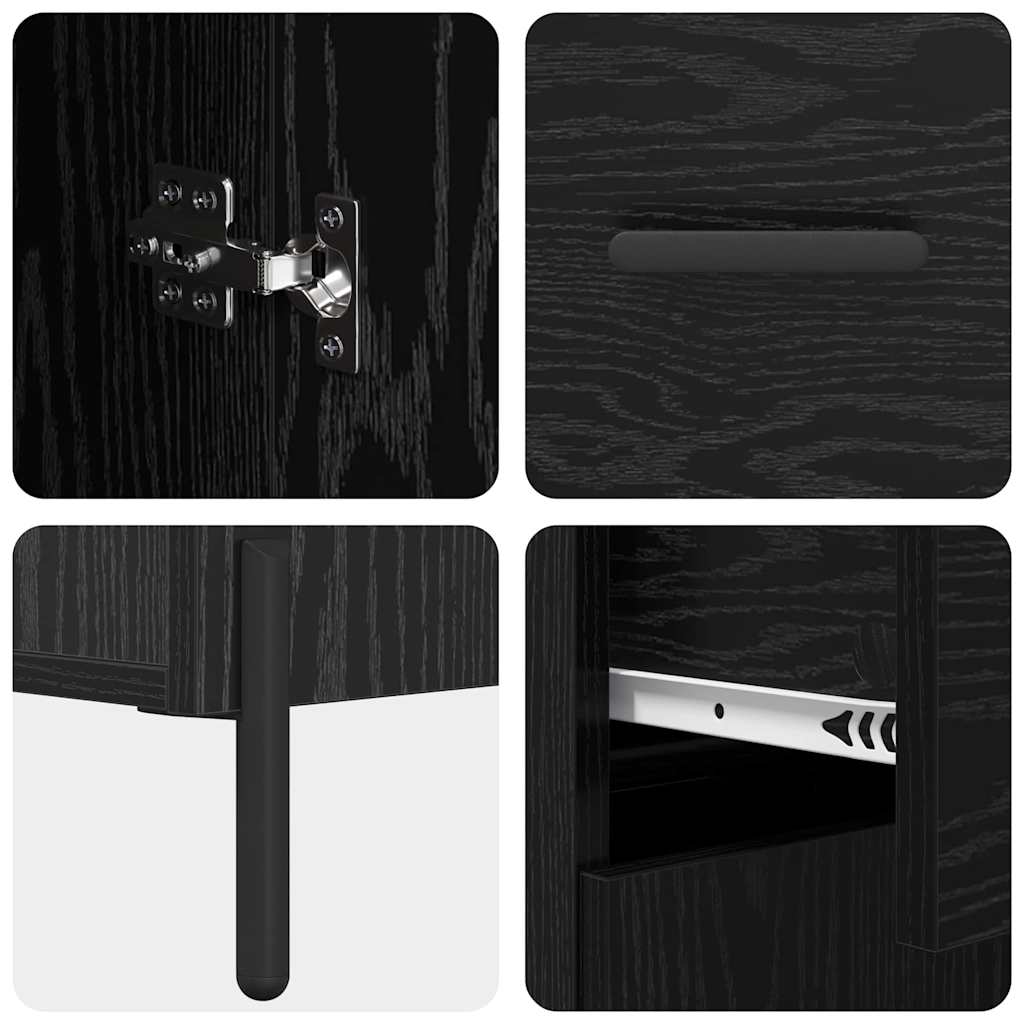 Highboard 2 Stück Schwarz Eichen-Optik Holzwerkstoff