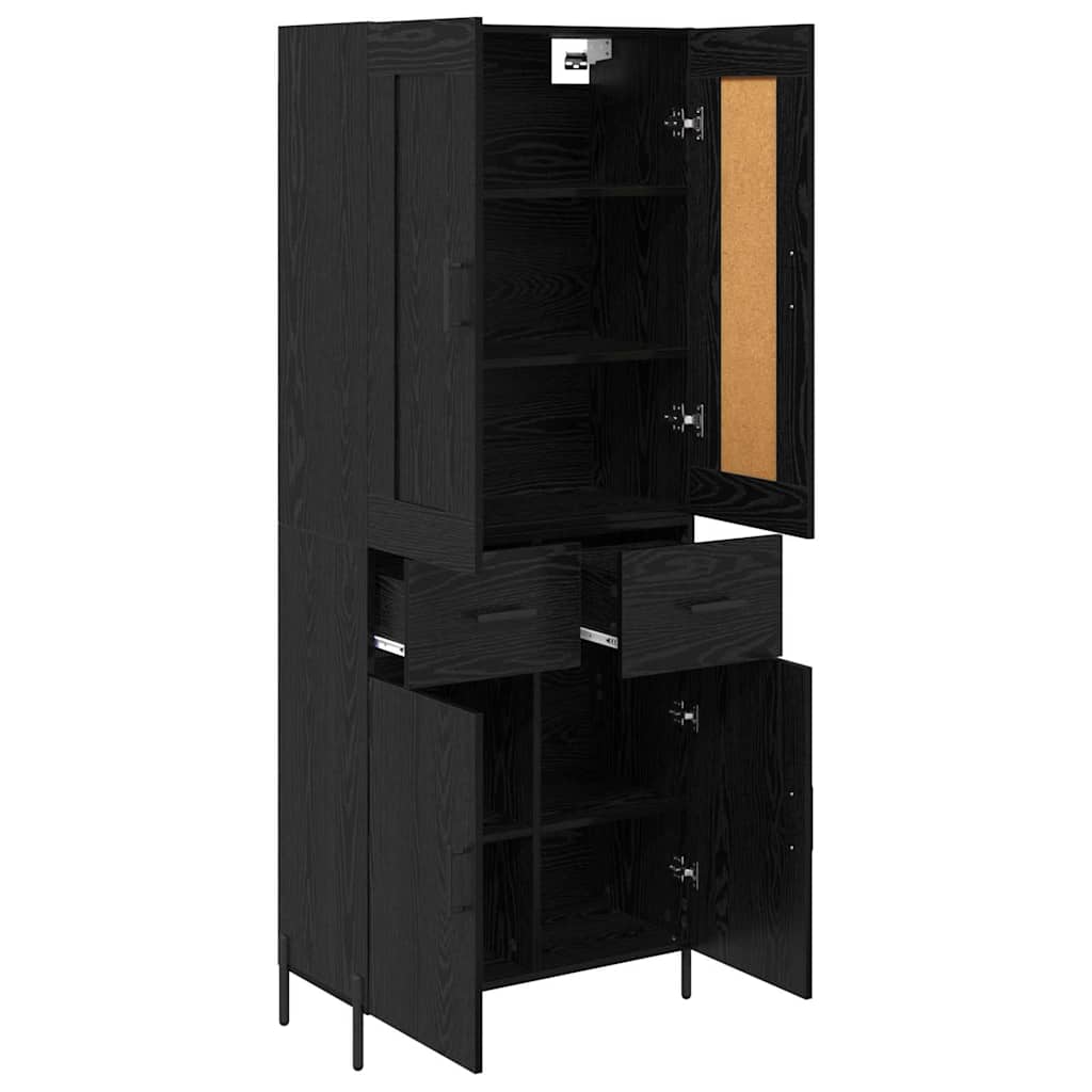 Highboard 2 Stück Schwarz Eichen-Optik Holzwerkstoff