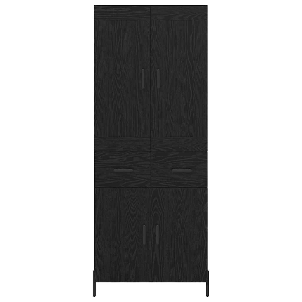 Highboard 2 Stück Schwarz Eichen-Optik Holzwerkstoff