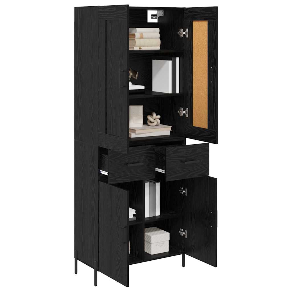 Highboard 2 Stück Schwarz Eichen-Optik Holzwerkstoff